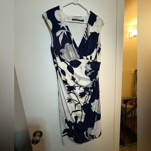 Calvin Klein Navy and White Floral Midi Dress